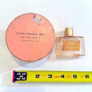 Vintage Eau De Joy Jean Patou Paris Mini Empty Perfume Bottle & Lace Perfume Box